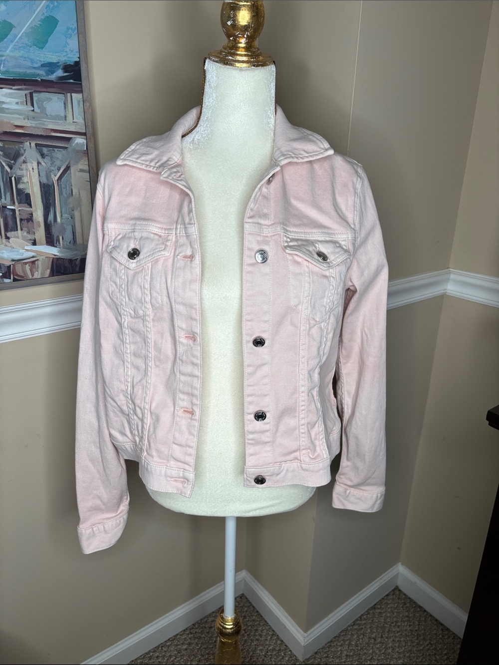 Michael Kors Pale Pink Denim Trucker Jacket